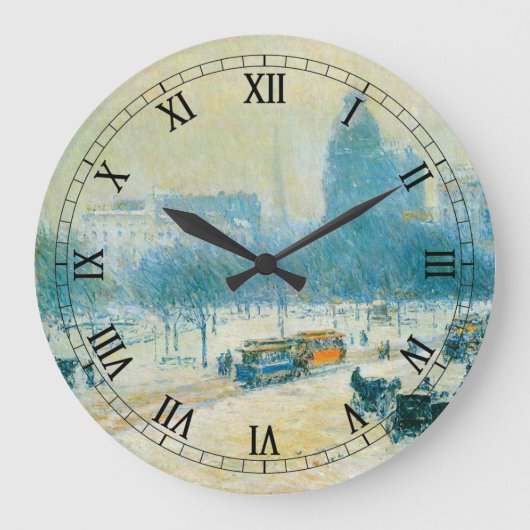 ウィンターインユニオンスクエアby Frederick Childe Hasssam ラージ壁時計 (正面)