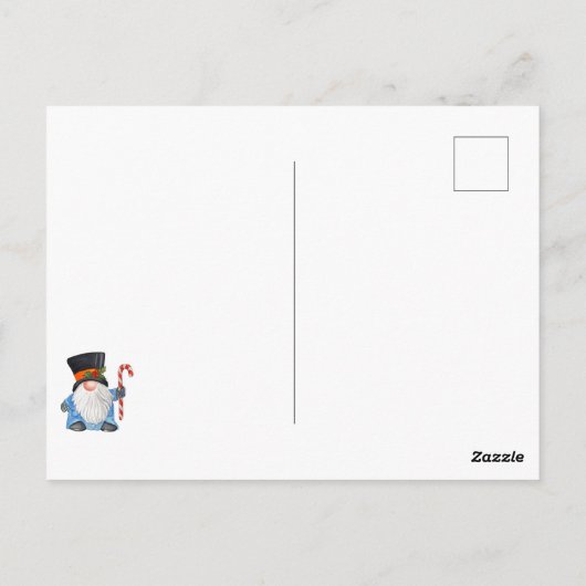 ウィンターウィズクリスマス格言ブルーとホワイト ポストカード (裏面)