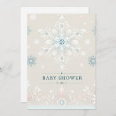 ウィンターウィムシースノーフレークベビーシャワー招待状 セーブザデート (正面/裏面)