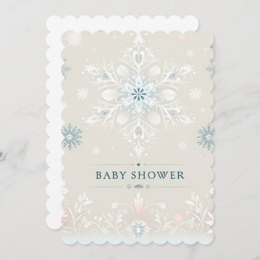 ウィンターウィムシースノーフレークベビーシャワー招待状 招待状 (正面/裏面)