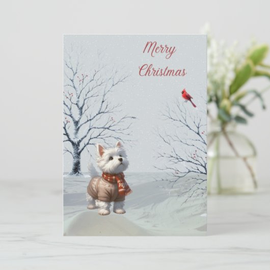 ウィンターウェスティーと(鳥)ショウジョウコウカンチョウクリスマスカード シーズンカード (スタンド正面)