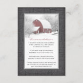 ウィンターウェディングエンクロージャカードに赤い納屋 エンクロージャーカード (正面)