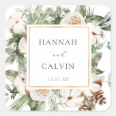 ウィンターウェディングクラシックラウンドステッカー スクエアシール (正面)