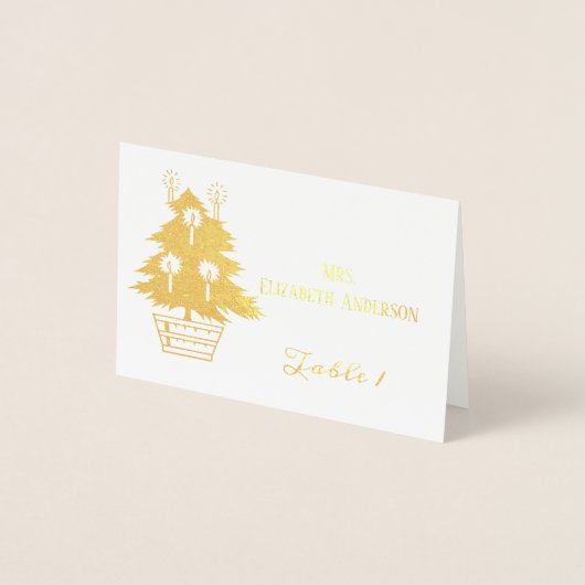 ウィンターウェディングクリスマスパーティーツリー座席表 箔カード (正面)