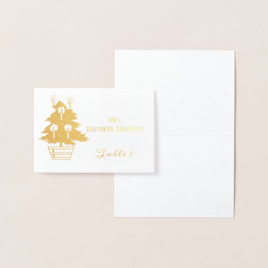 ウィンターウェディングクリスマスパーティーツリー座席表 箔カード (ディスプレー)