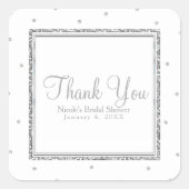 ウィンターウェディンググラムシルバー&ホワイトドットパーティー スクエアシール (正面)