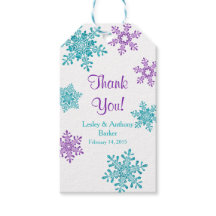 ウィンターウェディングサンキューパープルティール（緑がかった色）スノーフレーク