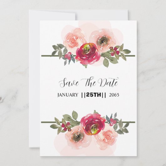 ウィンターウェディングシンプルフローラ招待カード 招待状 (裏面)