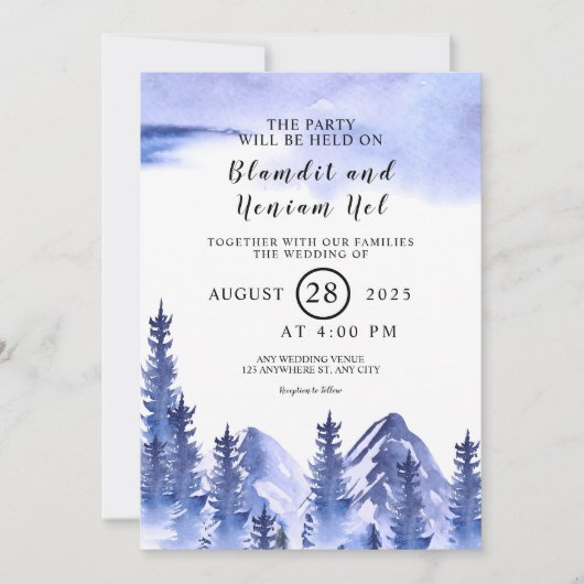 ウィンターウェディングスノーフレーククリスマスカード 招待状 (正面)