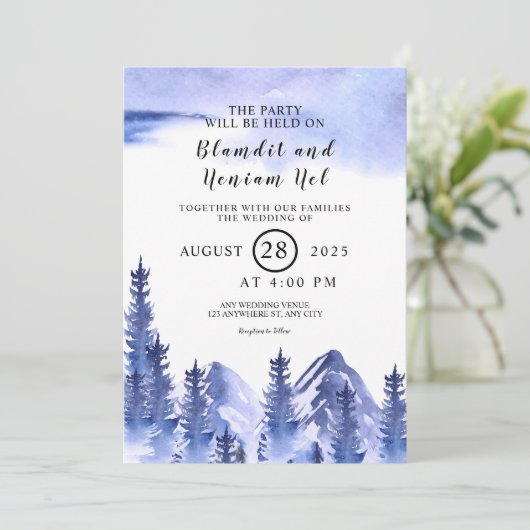 ウィンターウェディングスノーフレーククリスマスカード 招待状 (スタンド正面)