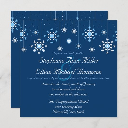 ウィンターウェディングスノーフレーク招待状 招待状 (正面/裏面)