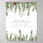 ウィンターウェディングテーブルトップウェルカムサイン ポスター (正面)