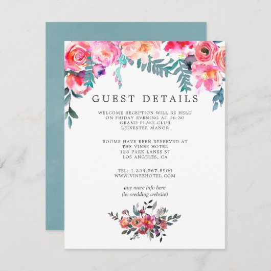 ウィンターウェディングフローラゲスト詳細 エンクロージャーカード (正面/裏面)