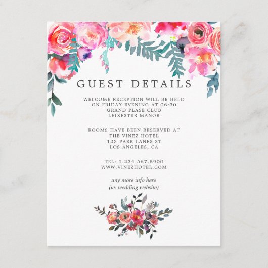 ウィンターウェディングフローラゲスト詳細 エンクロージャーカード (正面)