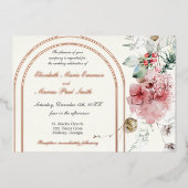 ウィンターウェディングフローラダブルアーチ 箔招待状 (正面)