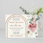 ウィンターウェディングフローラダブルアーチ 箔招待状 (立ち正面)