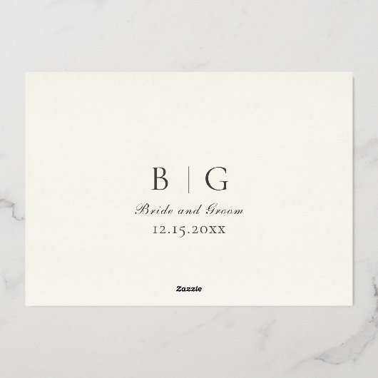 ウィンターウェディングフローラダブルアーチ 箔招待状 (裏面)