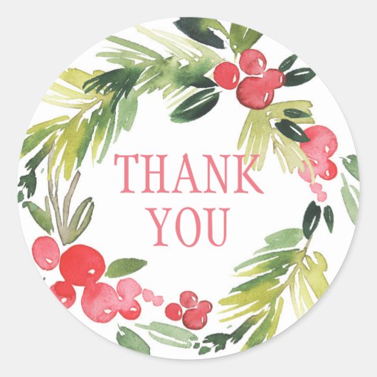 ウィンターウェディングフローラリース |ありがとうございます ラウンドシール (正面)