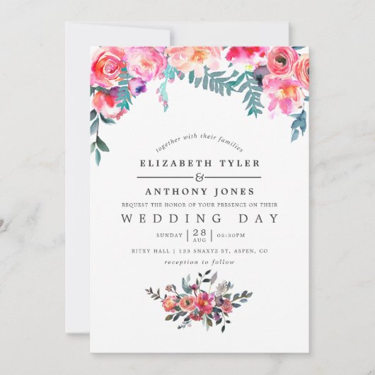 ウィンターウェディングフローラ招待状 招待状 (正面)