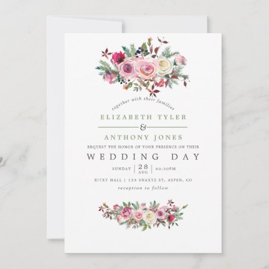 ウィンターウェディングフローラ招待状 招待状 (正面)