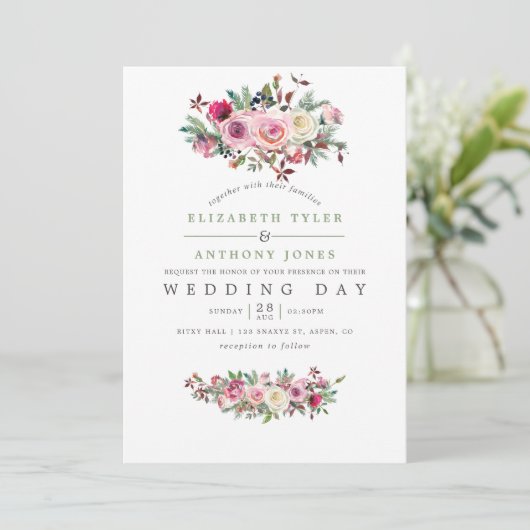 ウィンターウェディングフローラ招待状 招待状 (スタンド正面)