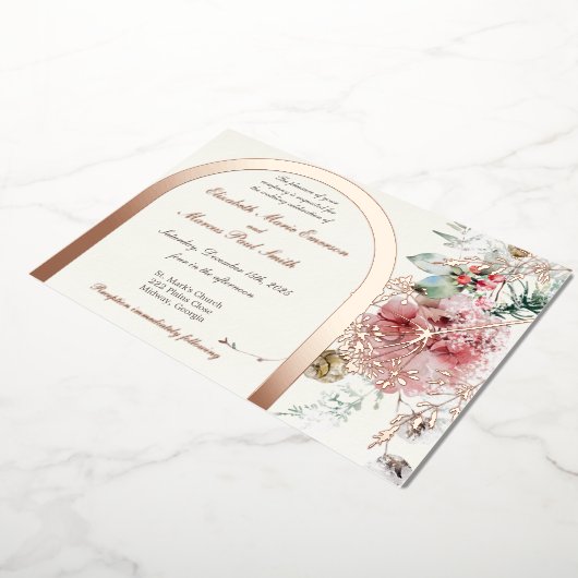 ウィンターウェディングフローラ2 箔招待状 (回転した状態)