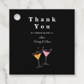 ウィンターウェディングブラック&ホワイトワインボトル フェイバータグ (正面)