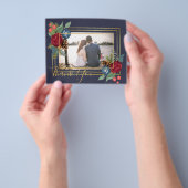 ウィンターウェディングブルゴーニュティール(緑がかった色)ブルーモダン チラシ (手)