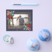 ウィンターウェディングブルゴーニュティール(緑がかった色)ブルーモダン チラシ (シングル)