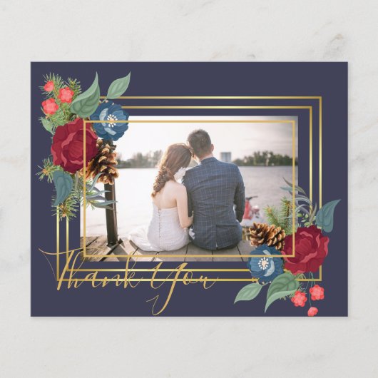 ウィンターウェディングブルゴーニュティール(緑がかった色)ブルーモダン チラシ (正面)