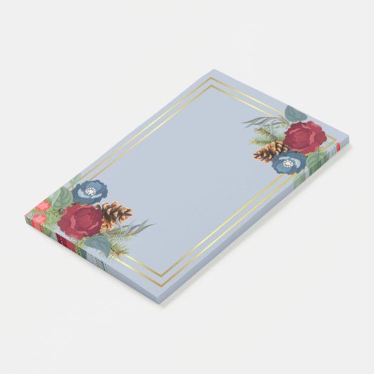 ウィンターウェディングブルゴーニュティール（緑がかった色）ブルーモダン ポストイット (アングル)