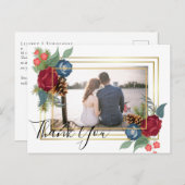 ウィンターウェディングブルゴーニュティール（緑がかった色）ブルーモダン ポストカード (正面/裏面)