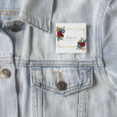 ウィンターウェディングブルゴーニュティール(緑がかった色)ブルーモダン 缶バッジ (インサイチュ)