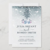 ウィンターウェディングブルーパインツリー招待状 招待状 (正面)