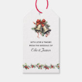 ウィンターウェディングベルとホリーの好意 ギフトタグ (正面)