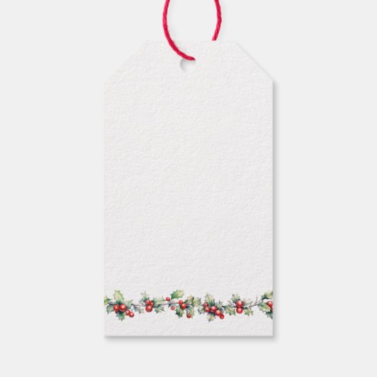 ウィンターウェディングベルとホリーの好意 ギフトタグ (裏面)