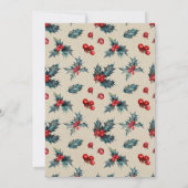 ウィンターウェディングホリデークリスマスベリーパインコーン 招待状 (裏面)