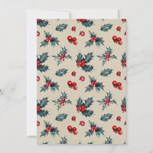 ウィンターウェディングホリデークリスマスベリーパインコーン 招待状 (裏面)