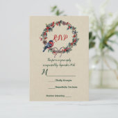 ウィンターウェディングホリデークリスマスホリーベリーバード 招待状 (スタンド正面)