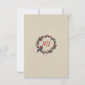 ウィンターウェディングホリデークリスマスホリーベリーバード 招待状 (裏面)