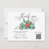 ウィンターウェディングホリーベリーと松 サンキューカード (正面)