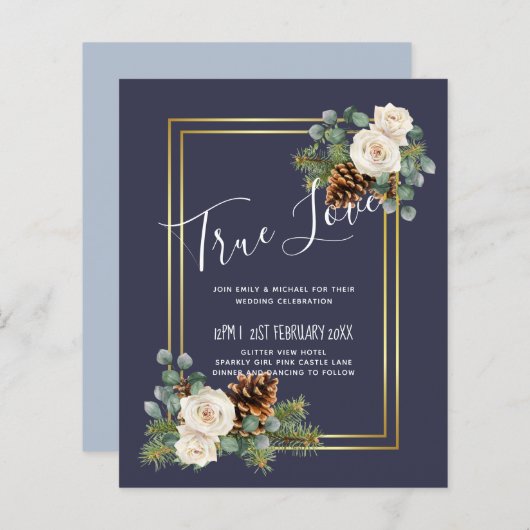 ウィンターウェディングホワイトローゼズ金ゴールドダスティブルー (正面/裏面)