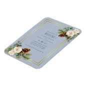 ウィンターウェディングホワイトローゼズ金ゴールドダスティブルー マグネット (左側)