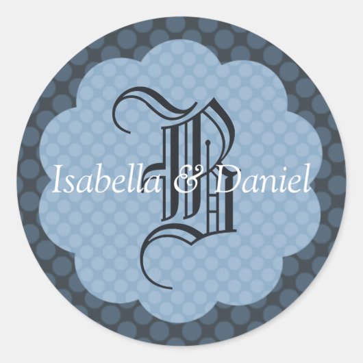 ウィンターウェディングモノグラム封筒用シールシール ラウンドシール (正面)