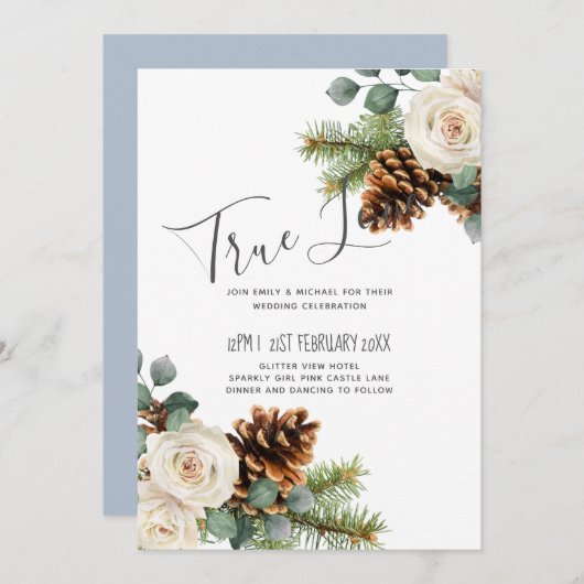 ウィンターウェディングユーカリプトゥスグリーンリーホワイトローズ (正面/裏面)