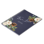 ウィンターウェディングユーカリプトゥスグリーンリーホワイトローズ ノートブック (左側)