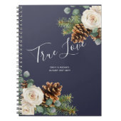 ウィンターウェディングユーカリプトゥスグリーンリーホワイトローズ ノートブック (正面)