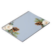 ウィンターウェディングユーカリプトゥスグリーンリーホワイトローズ ノートブック (左側)