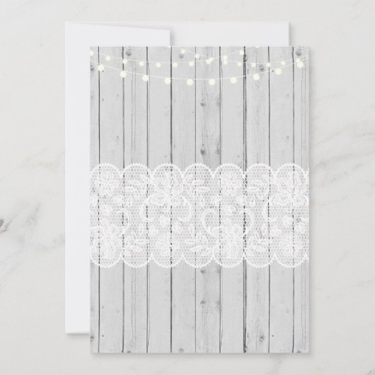 ウィンターウェディングライツウッドレースパーティの招待状 招待状 (裏面)