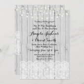 ウィンターウェディングライツウッドレースパーティの招待状 招待状 (正面/裏面)